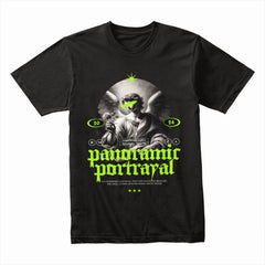 Panoramic Portrayal: Neon Angelic Vision Tee