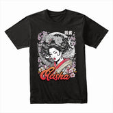 Moonlit Elegance: Geisha Blossom Art Tee