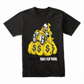 Money Bags Scrooge" Black T-Shirt