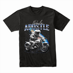 Nebula Apostle – Astronaut Biker Cosmic Adventure T-Shirt