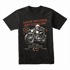 Never Speeding, Just Flying Low – Skull Biker T-Shirt