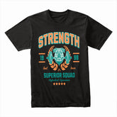 "Strength Superior Squad" Vintage Gym Bulldog T-Shirt – Power & Team Spirit