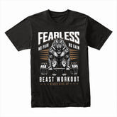 Fearless Beast Workout – No Pain, No Gain Gym T-Shirt | Power & Strength Tee