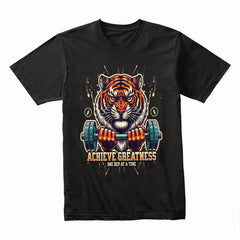 "Achieve Greatness" Tiger Gym T-Shirt – Fierce Motivation for Fitness Warriors
