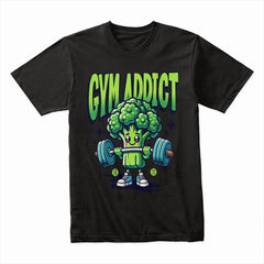 "Gym Addict" Cute Broccoli Workout T-Shirt – Fun & Motivational Fitness Tee