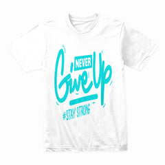 Never Give Up" Aqua Vibe Motivational Tee