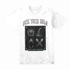 Pick Your Role T-Shirt – RPG Class Selection for Role-Playing Gamers
