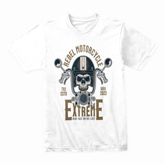 Rebel Motorcycle Extreme T-Shirt – Skull Biker Chopper Rider Tee