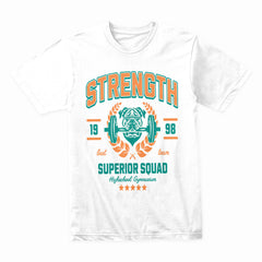 "Strength Superior Squad" Vintage Gym Bulldog T-Shirt – Power & Team Spirit