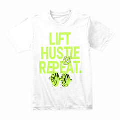 "Lift, Hustle, Repeat" Motivational Gym T-Shirt – No Days Off