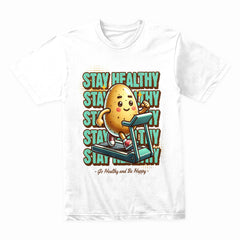 "Stay Healthy Cute Potato Workout T-Shirt – Fun Fitness Motivation Tee"
