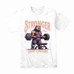 "Stronger Than Your Excuses" Motivational Bear Gym T-Shirt