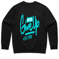 Never Give Up" Aqua Vibe Motivational Tee