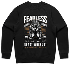 Fearless Beast Workout – No Pain, No Gain Gym T-Shirt | Power & Strength Tee