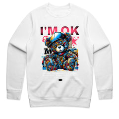 Urban Serenity: Vibrant “I’m OK” Teddy Tee