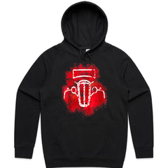 Red Splatter Vintage Hot Rod Outline T-Shirt – Classic Car Enthusiast Tee