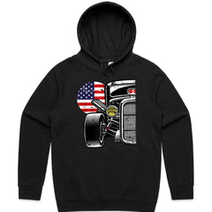 πΊπΈ Vintage Hot Rod T-Shirt β Classic American Flag Muscle Car Enthusiast Tee