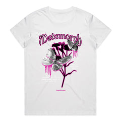 Metamorph Flight: Silver Butterflies of Transformation Tee
