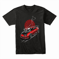 Toyota Supra JDM Legend T-Shirt – Red MK4 with Rising Sun Design
