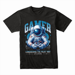 Astronaut Gamer T-Shirt – "Conquering the Milky Way" Space Gaming Tee