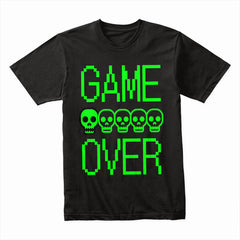 Retro Pixel "Game Over" T-Shirt – Neon Skull Gamer Tee
