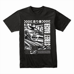 STREET RACER Manga T-Shirt – Black & White Drift King Edition