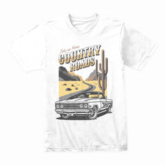 Country Roads T-Shirt – Classic Muscle Car & Desert Road Trip Tee