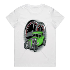 Green Rat Rod Car T-Shirt | Vintage Speedometer Hot Rod Shirt