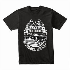 Rock 'n' Roll Old School 1958 Rebel Rules T-Shirt – Vintage Classic Car Retro Tee
