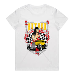 Classic Hot Rod Pin-Up T-Shirt – Vintage Rockabilly Racing Style Tee