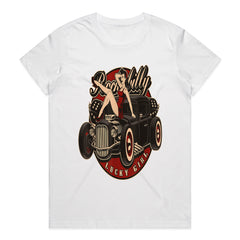 Rockabilly Lucky Girl Hot Rod T-Shirt – Vintage Pin-Up & Classic Car Retro Tee