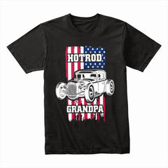 Hot Rod Grandpa T-Shirt – Vintage Classic Car & American Flag Muscle Car Tee