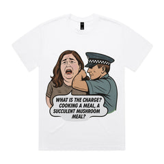 WHAT IS THE CHARGE? COOKING A MEAL, A SUCCULENT MUSHROOM MEAL? T-Shirt