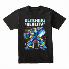 Cyber Mech Warrior T-Shirt – Glitching Reality Sci-Fi Robot Design