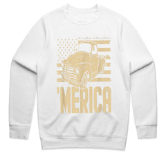 MERICA Vintage Truck T-Shirt – Classic American Flag & Retro Pickup Design