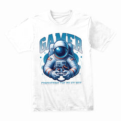 Astronaut Gamer T-Shirt – "Conquering the Milky Way" Space Gaming Tee