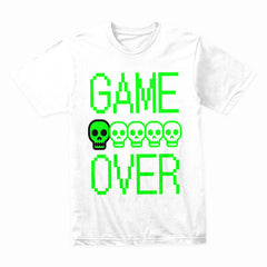 Retro Pixel "Game Over" T-Shirt – Neon Skull Gamer Tee