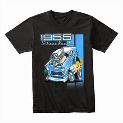 1955 Hot Rod Street Racer T-Shirt – Vintage 50s Cartoon Muscle Car Tee