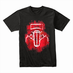 Red Splatter Vintage Hot Rod Outline T-Shirt – Classic Car Enthusiast Tee