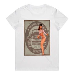 Retro Pin-Up Girl Hot Rod T-Shirt – Vintage Auto Service Repair Classic Tee