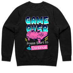 "Game Over – Press Start to Continue" Neon Retro Gaming T-Shirt