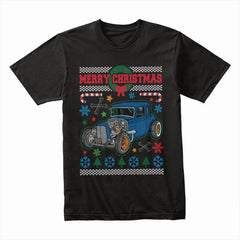 Vintage Hot Rod Ugly Christmas Sweater T-Shirt – Classic Car Holiday Gift