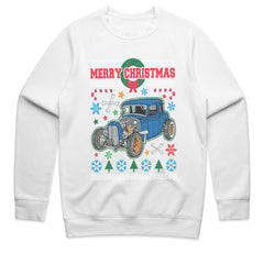 Vintage Hot Rod Ugly Christmas Sweater T-Shirt – Classic Car Holiday Gift