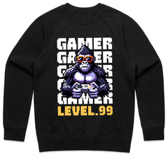 "Level 99 Gamer Gorilla – Pixel Art Retro Gaming T-Shirt"