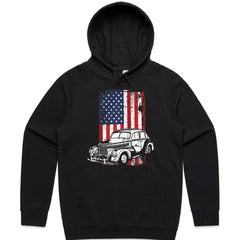 Vintage Classic Car American Flag T-Shirt β 4th of July Hot Rod Enthusiast Tee