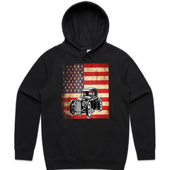 American Flag Hot Rod T-Shirt – Vintage Classic Car Enthusiast Tee