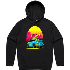 Retro Sunset Porsche Surf Tee – Neon Summer Vibes