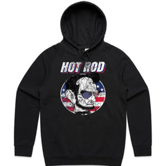 Hot Rod Abraham Lincoln T-Shirt – Patriotic Vintage Muscle Car & USA Flag Tee