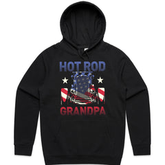 Hot Rod Grandpa T-Shirt – Vintage Car & American Flag Patriotic Tee