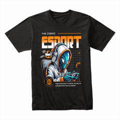Cosmic Esports Alien Gamer T-Shirt – Futuristic Sci-Fi Gaming Style